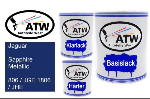 Jaguar, Sapphire Metallic, 806 / JGE 1806 / JHE: 1L Lackdose + 1L Klarlack + 500ml Härter - Set, von ATW Autoteile West.